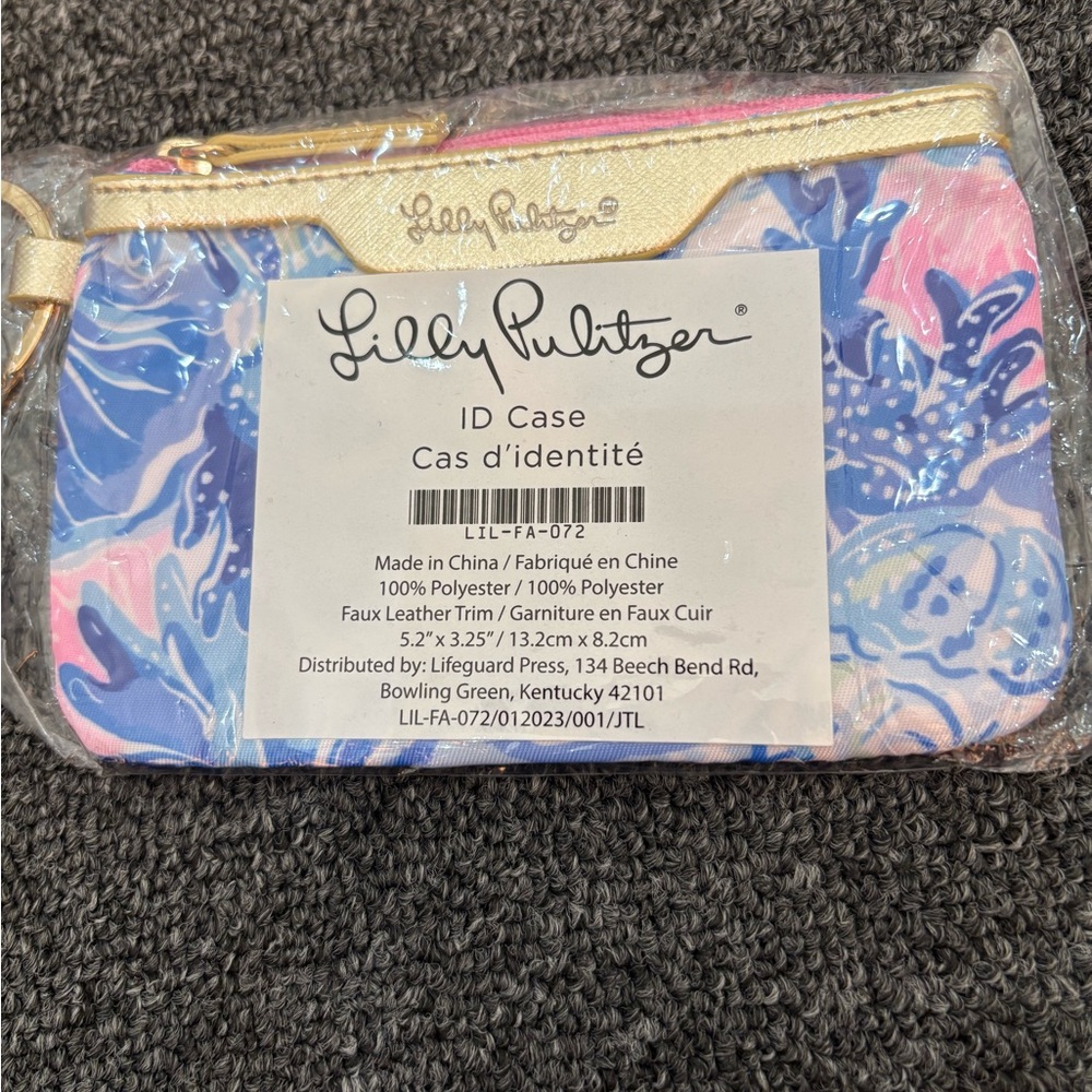 Lilly Pulitzer Pink & Blue Floral Keyring ID Wallet
